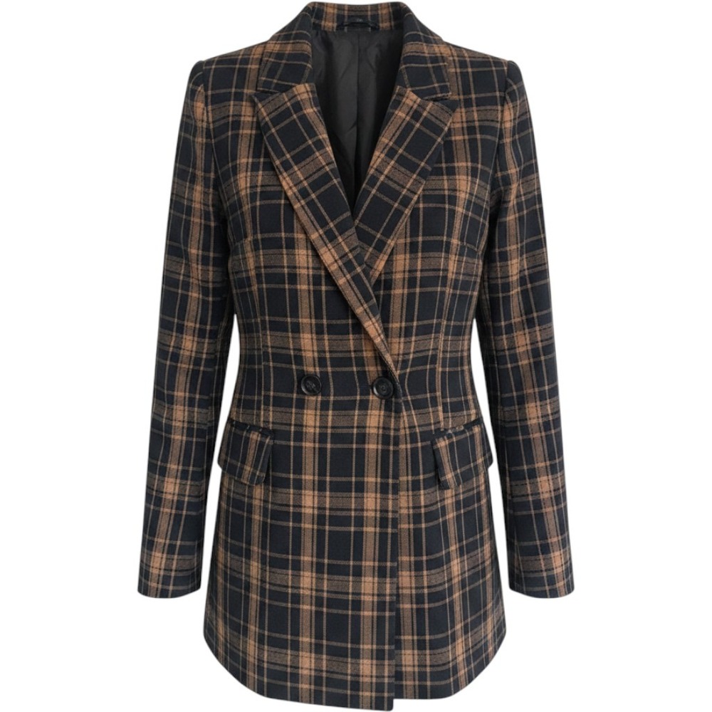 Honey Punch Brown Plaid Double Breasted Blazer Jacket Small